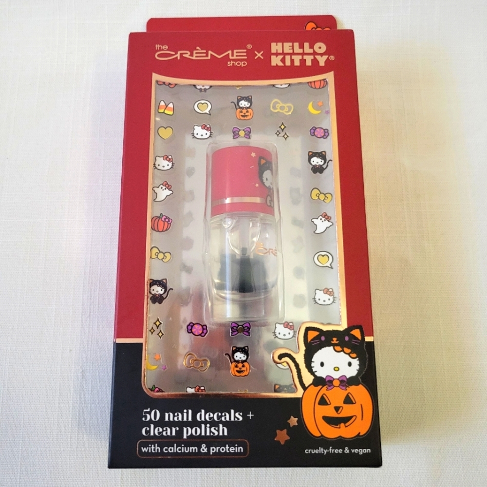 Hello Kitty Spooky Sweet Nail Decal Set. 50 Cute Decals + Clear Polish